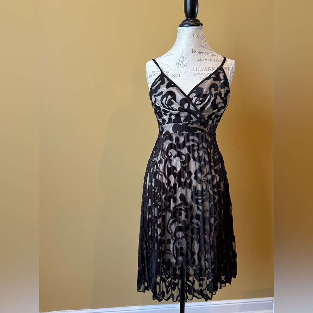 Black Lace Pleated Dress - Size Small - Brand New